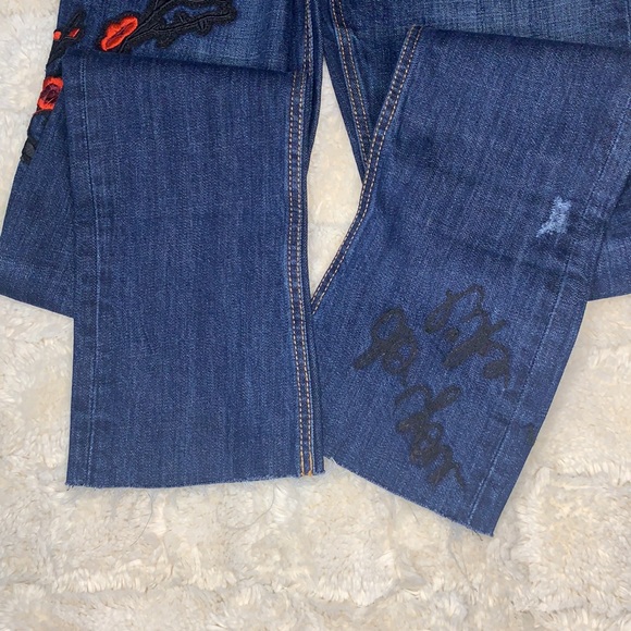 ZARA NWT embroidered jeans raw hem size 0 - Picture 5 of 14